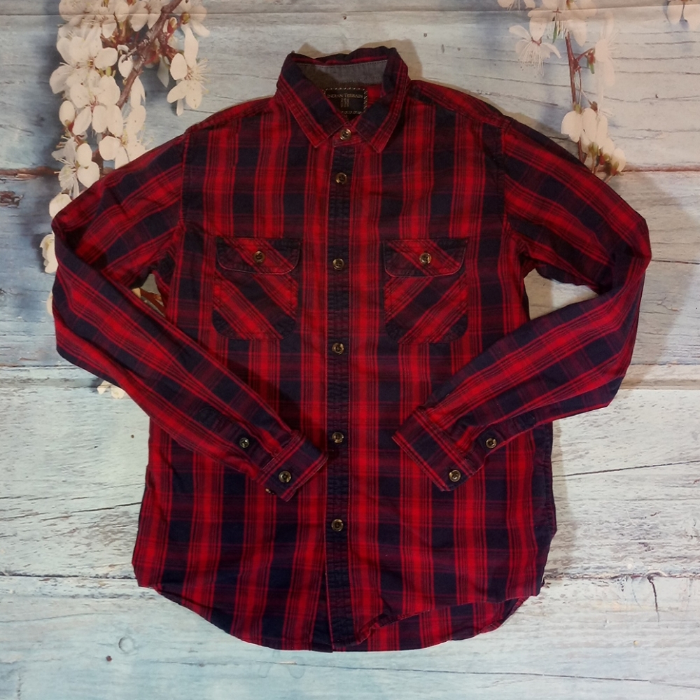 Indian Terrain Boy Size M Plaid Button Down Shirt